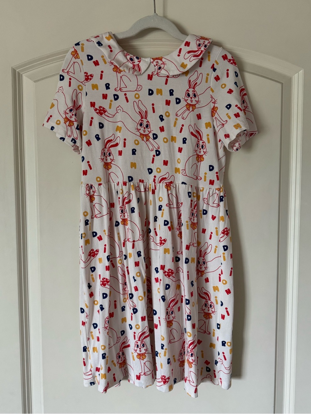 Mini Rodini Letters Rabbit Collared Dress 8-9